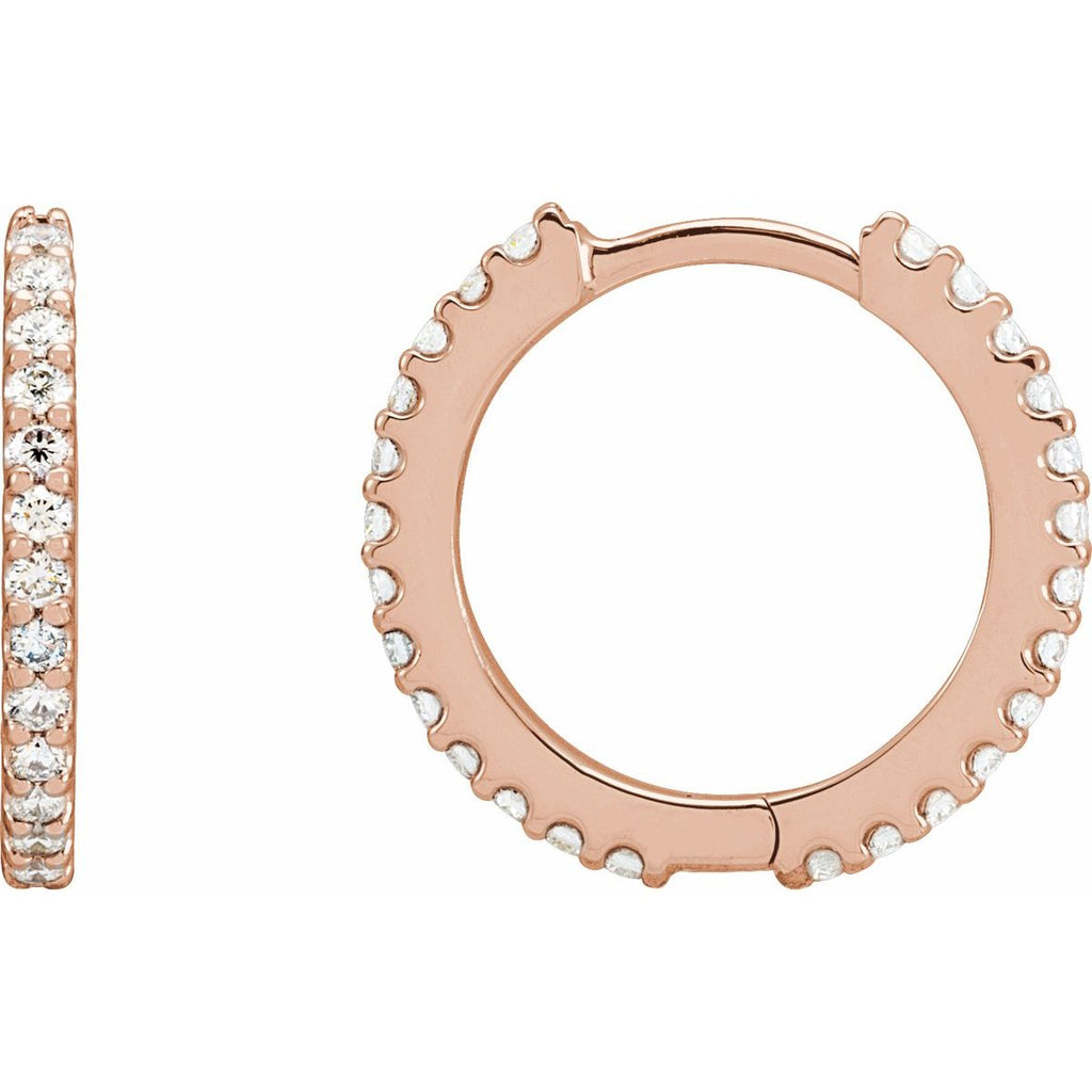 1/2 CTW Natural Diamond 16 mm Hoop Earrings in 14k rose gold