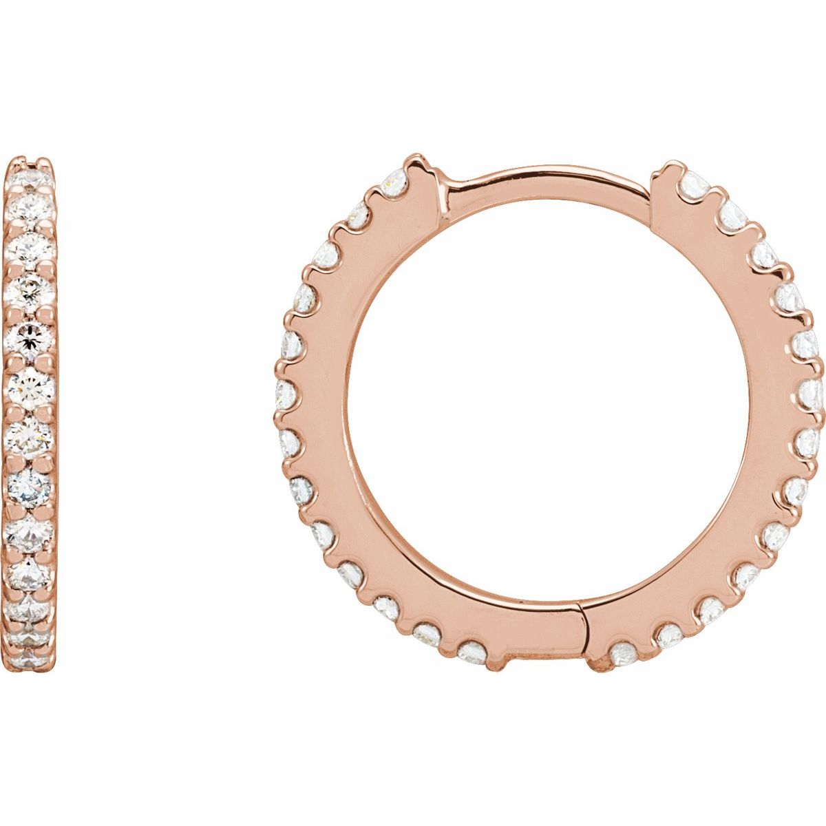 1/2 CTW Natural Diamond 16 mm Hoop Earrings in 14k rose gold