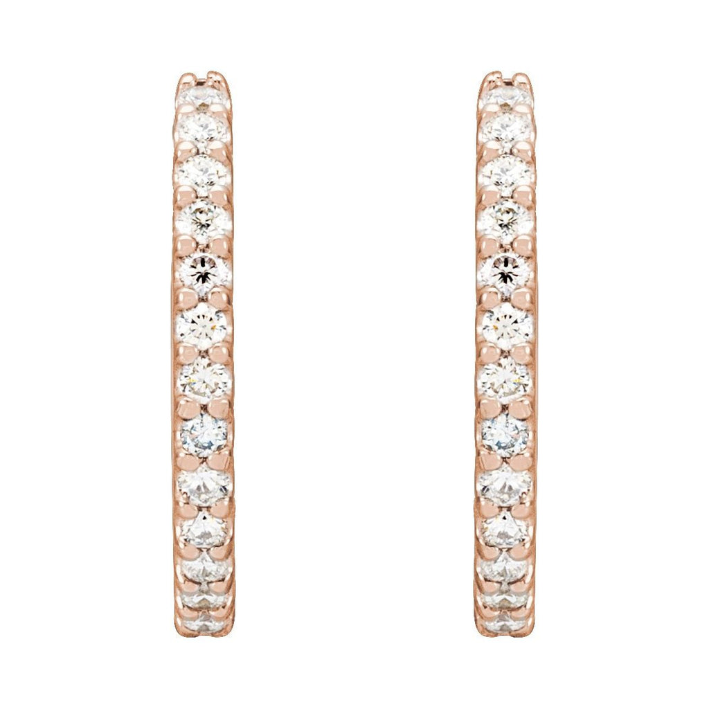 1/2 CTW Natural Diamond 16 mm Hoop Earrings in 14k rose gold