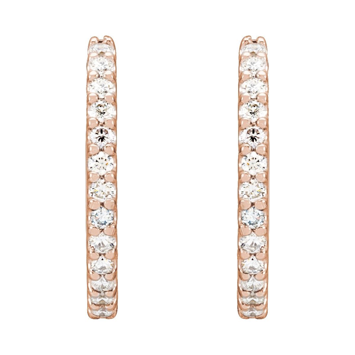 1/2 CTW Natural Diamond 16 mm Hoop Earrings in 14k rose gold