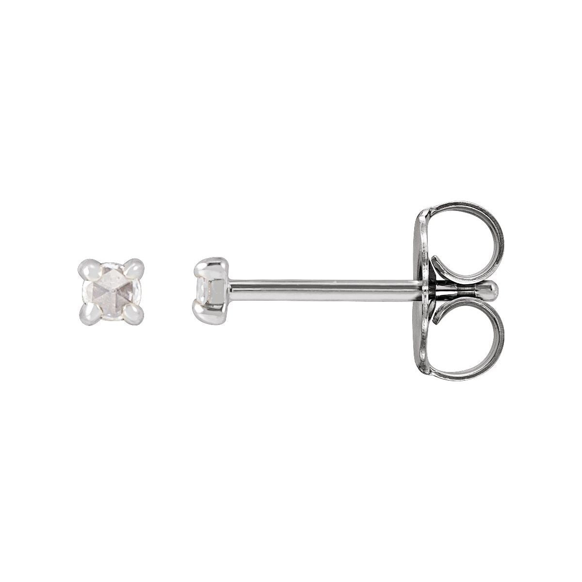 .05 CTW Rose-Cut Natural Diamond Stud Earrings in 14k white gold