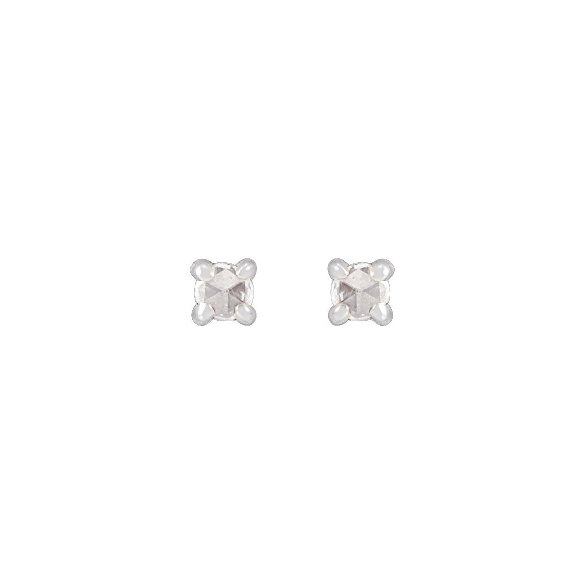 .05 CTW Rose-Cut Natural Diamond Stud Earrings in 14k white gold