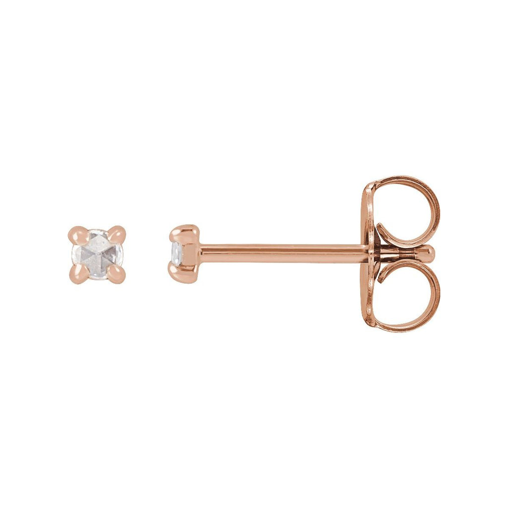 .05 CTW Rose-Cut Natural Diamond Stud Earrings in 14k rose gold