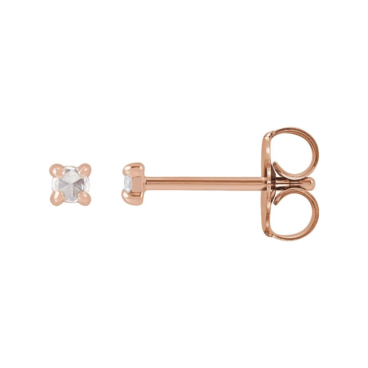 .05 CTW Rose-Cut Natural Diamond Stud Earrings in 14k rose gold