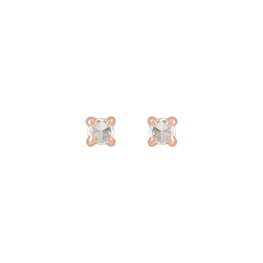 .05 CTW Rose-Cut Natural Diamond Stud Earrings in 14k rose gold