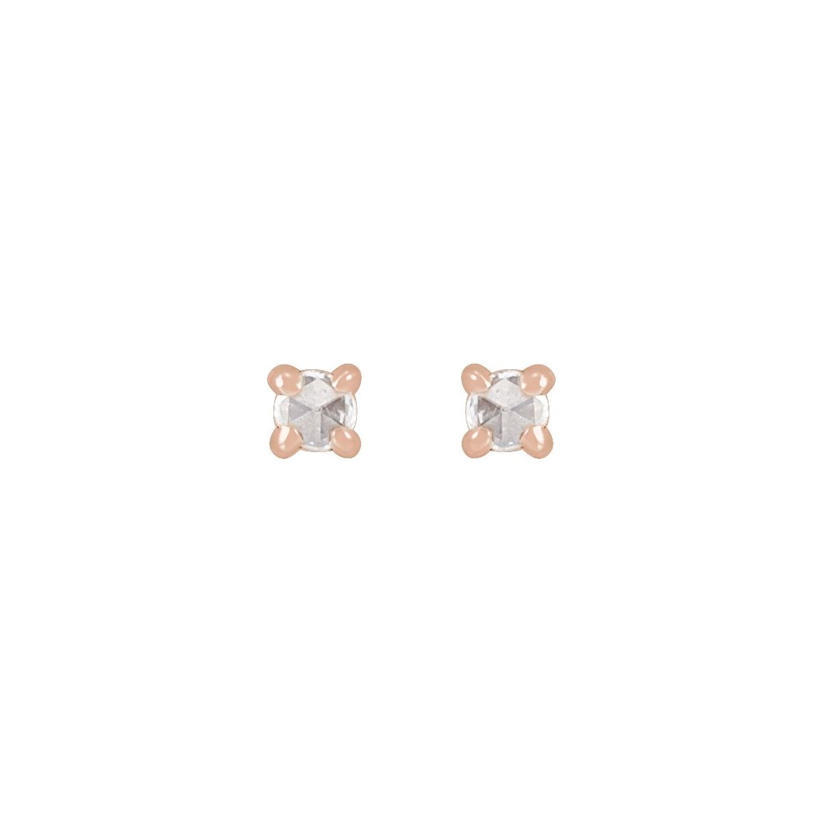 .05 CTW Rose-Cut Natural Diamond Stud Earrings in 14k rose gold