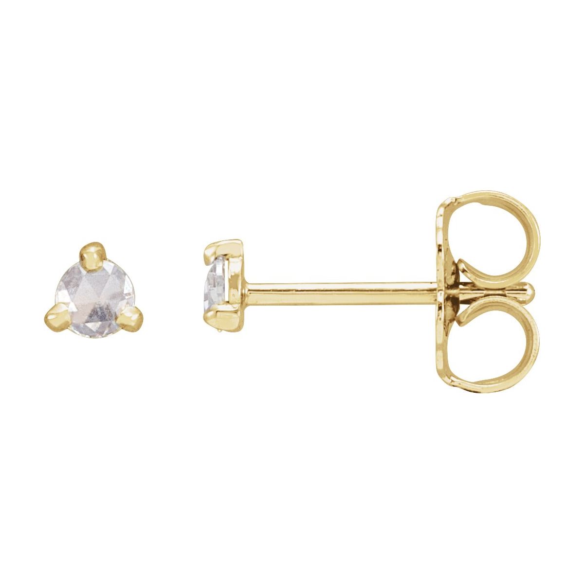 .08 CTW Rose-Cut Natural Diamond Stud Earrings in 14k yellow gold