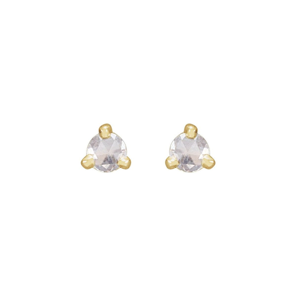 .08 CTW Rose-Cut Natural Diamond Stud Earrings in 14k yellow gold