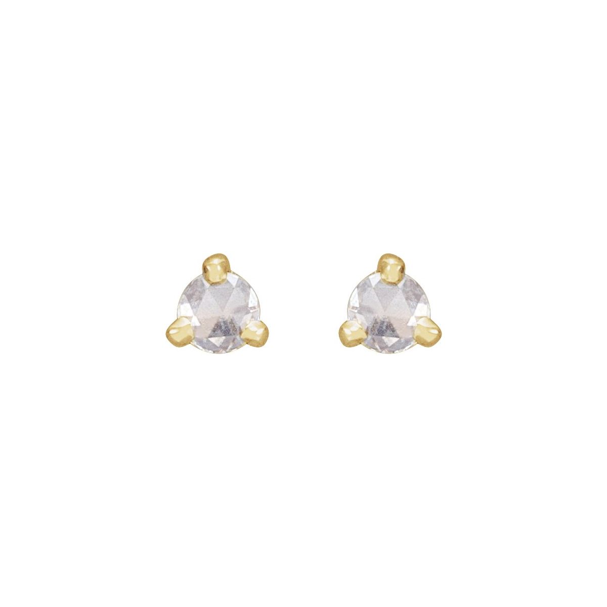 .08 CTW Rose-Cut Natural Diamond Stud Earrings in 14k yellow gold
