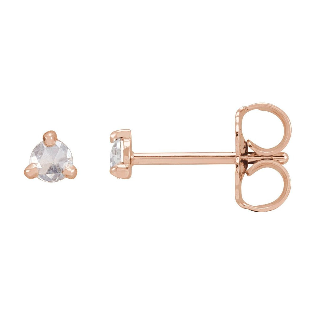 .08 CTW Rose-Cut Natural Diamond Stud Earrings in 14k rose gold