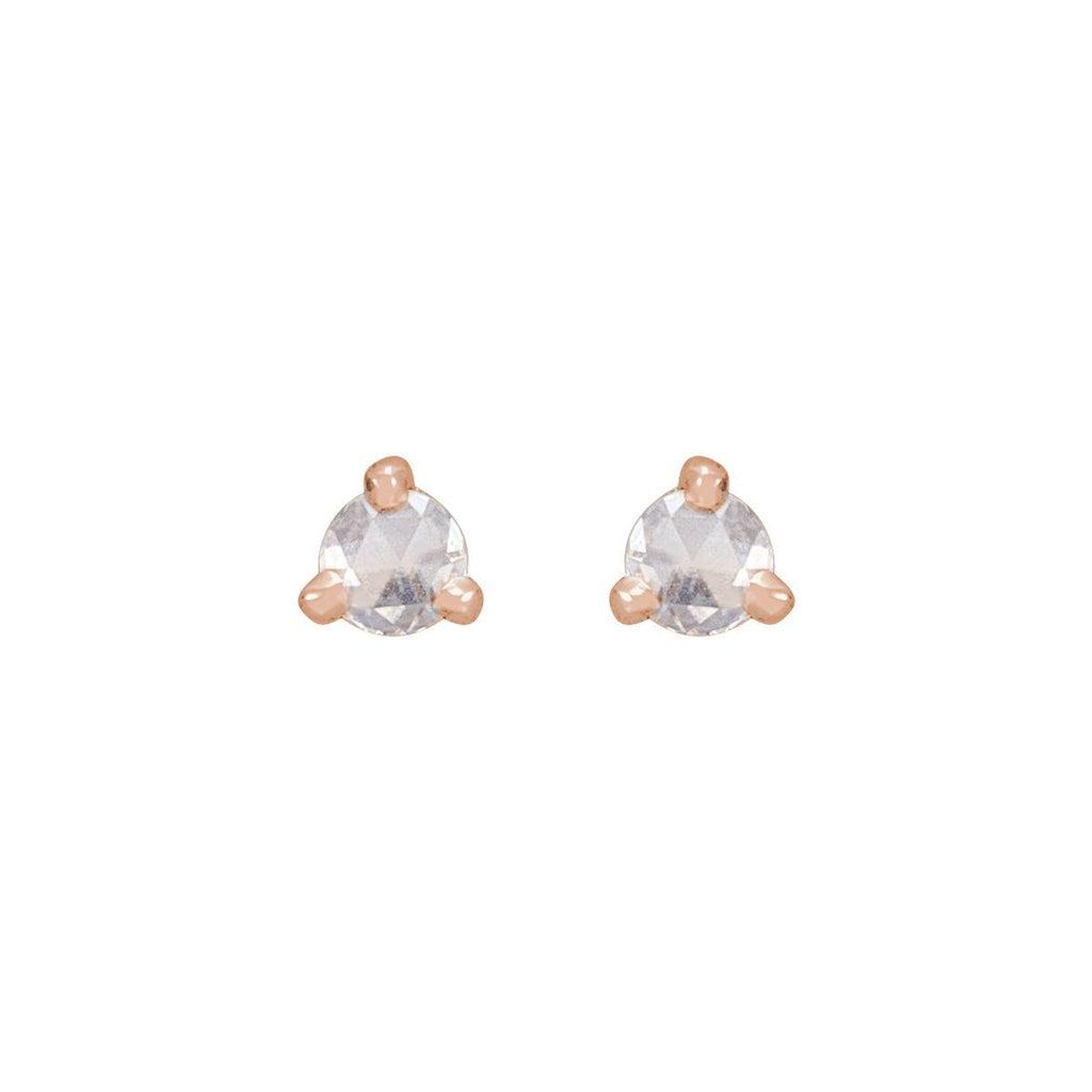 .08 CTW Rose-Cut Natural Diamond Stud Earrings in 14k rose gold
