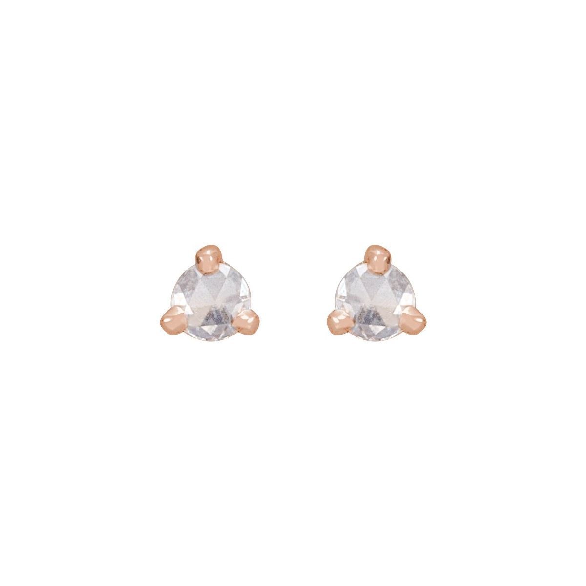 .08 CTW Rose-Cut Natural Diamond Stud Earrings in 14k rose gold