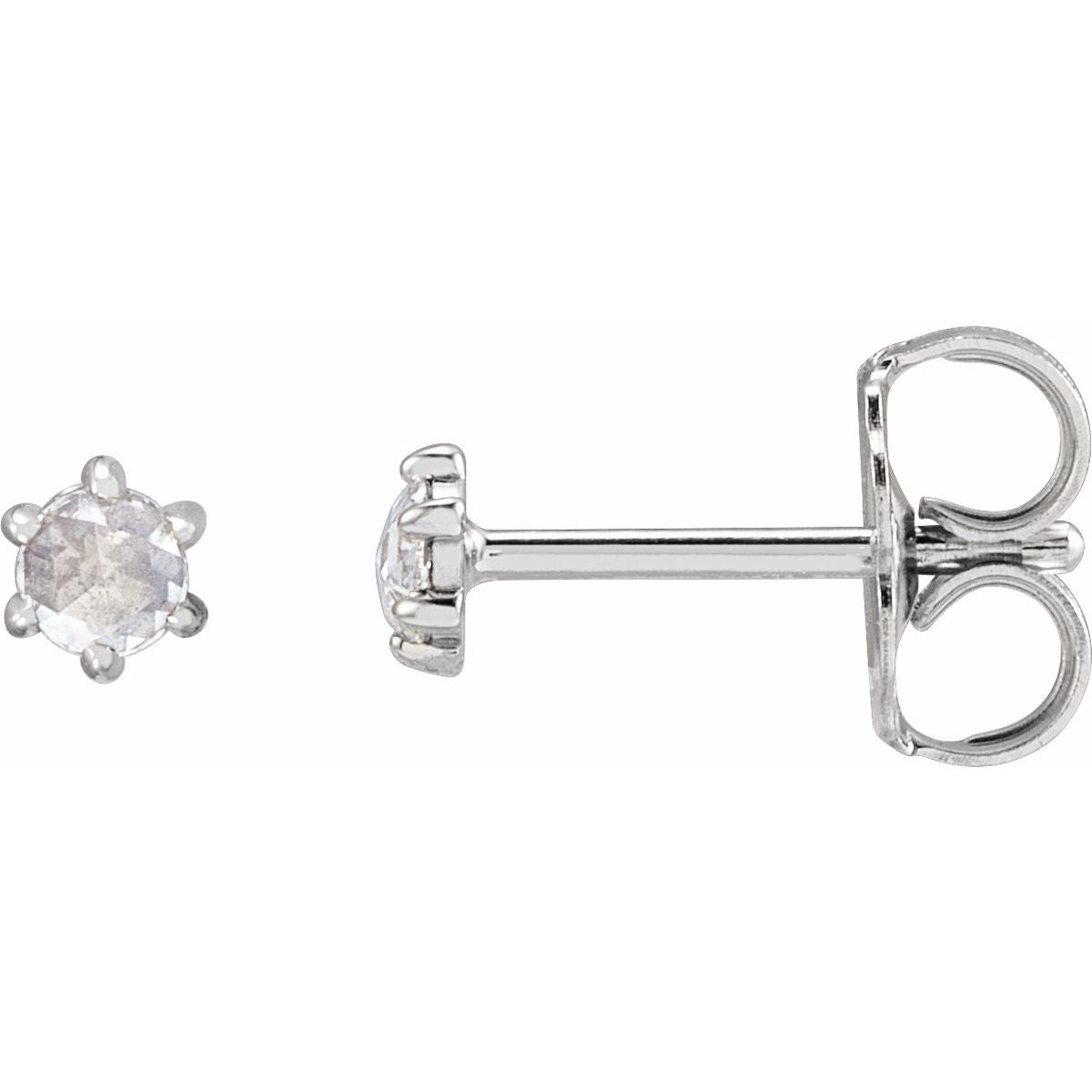 .07 CTW Rose-Cut Natural Diamond Earrings in 14k white gold
