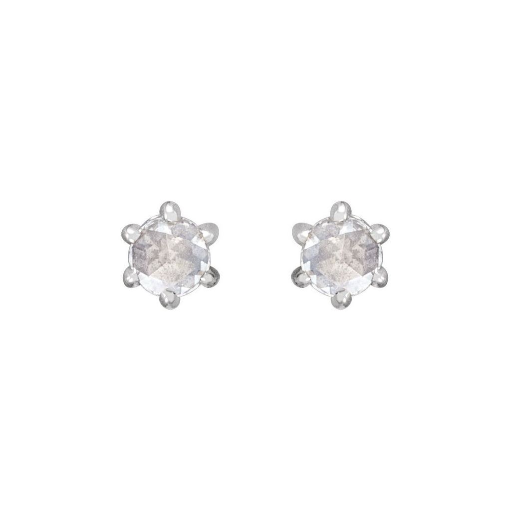 .07 CTW Rose-Cut Natural Diamond Earrings in 14k white gold