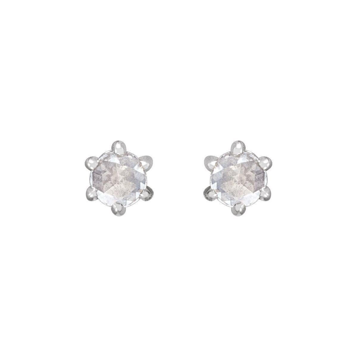 .07 CTW Rose-Cut Natural Diamond Earrings in 14k white gold
