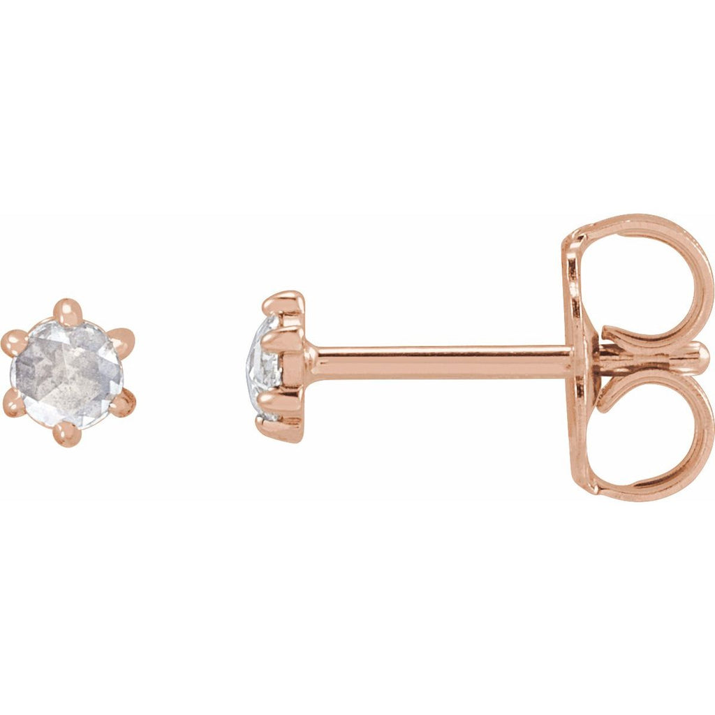.07 CTW Rose-Cut Natural Diamond Earrings in 14k rose gold