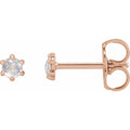 .07 CTW Rose-Cut Natural Diamond Earrings in 14k rose gold
