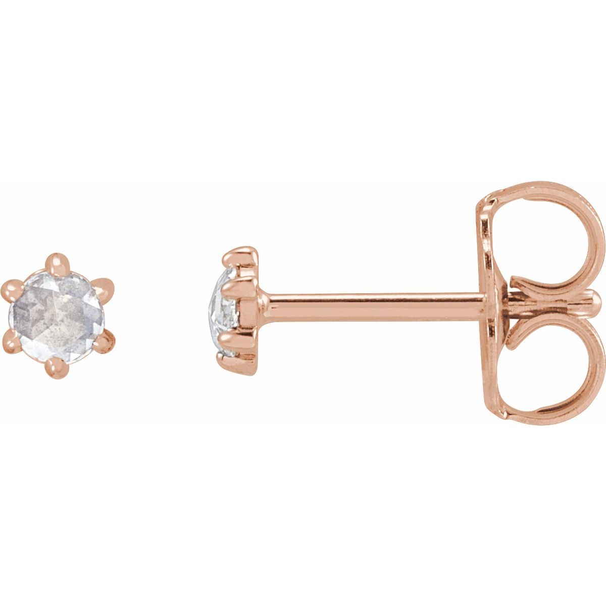 .07 CTW Rose-Cut Natural Diamond Earrings in 14k rose gold