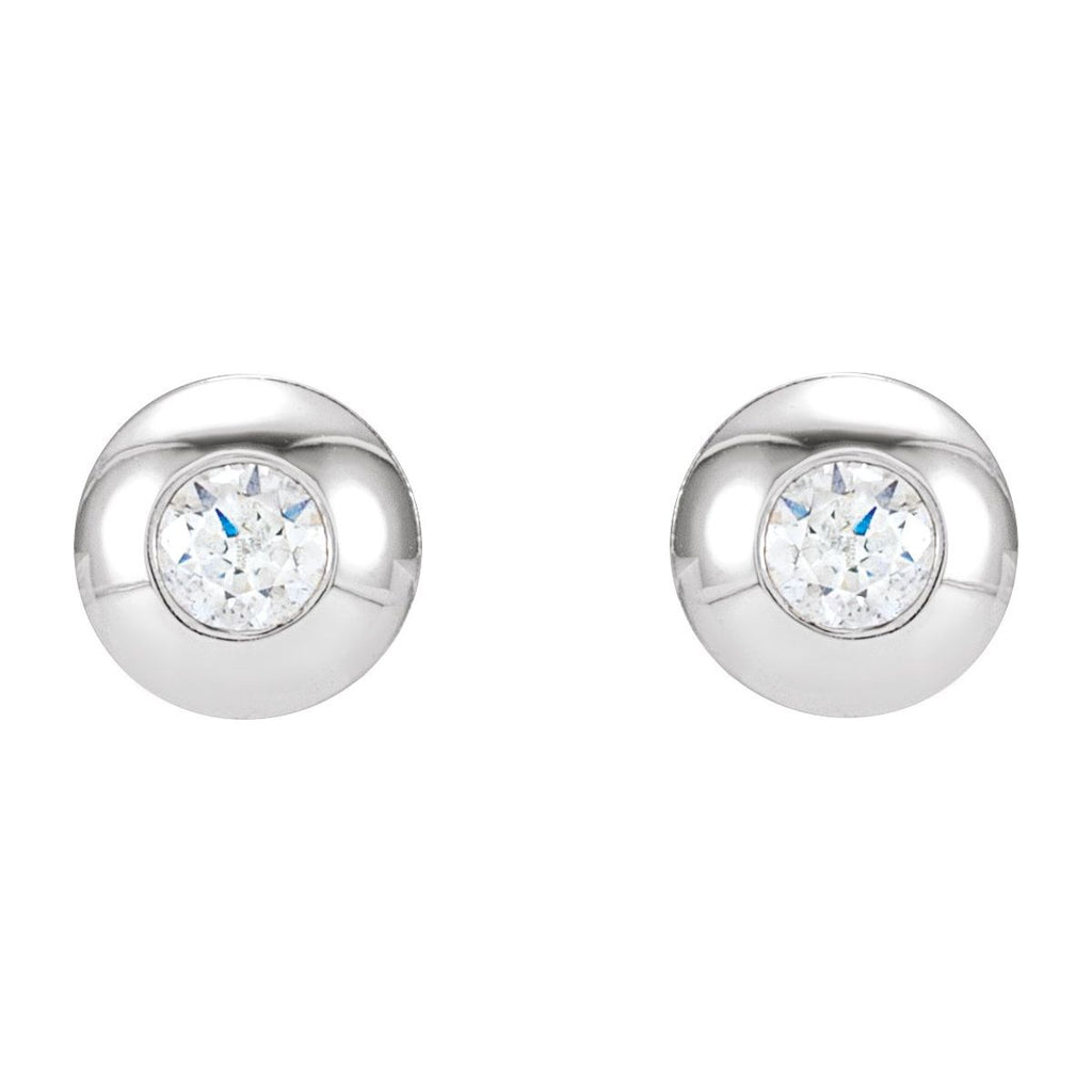 1 CTW Lab-Grown Diamond Domed Bezel-Set Earrings in 14k white gold