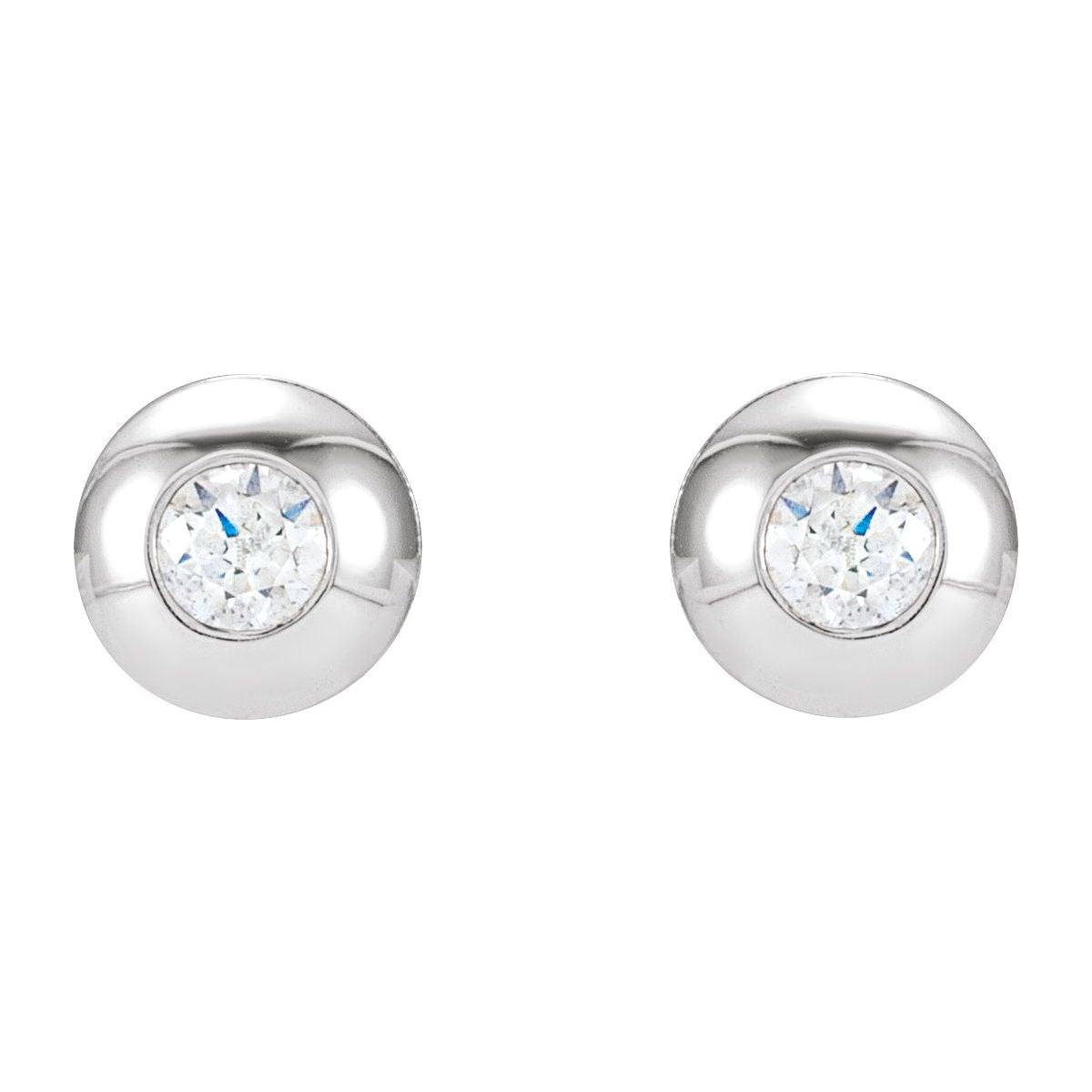 1 CTW Lab-Grown Diamond Domed Bezel-Set Earrings in 14k white gold