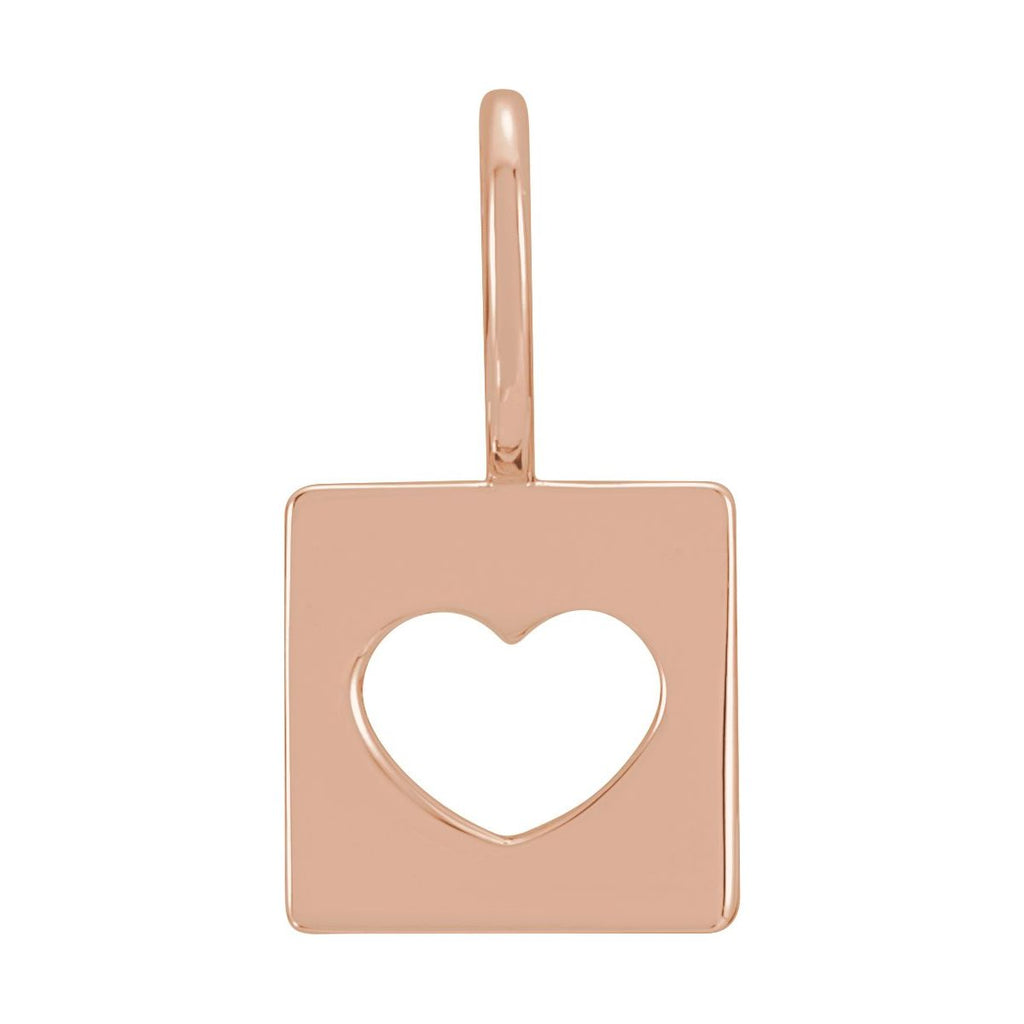 Pierced Heart Charm/Pendant in 14k rose gold