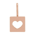 Pierced Heart Charm/Pendant in 14k rose gold