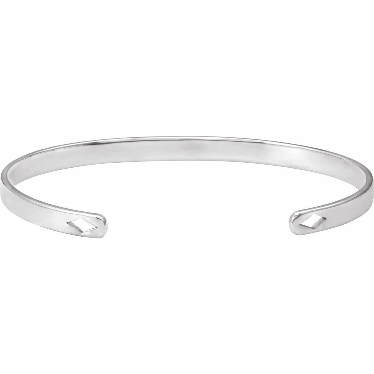 Engravable Pierced Diamond Cuff Bracelet in 14k white gold