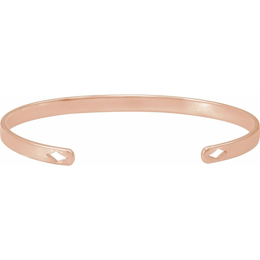 Engravable Pierced Diamond Cuff Bracelet in 14k rose gold