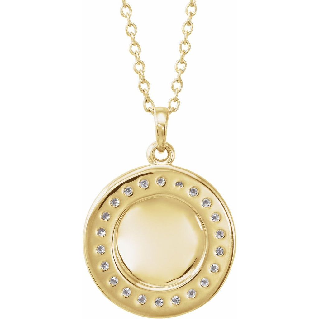 1/5 CTW Natural Diamond Engravable Necklace in 14k yellow gold