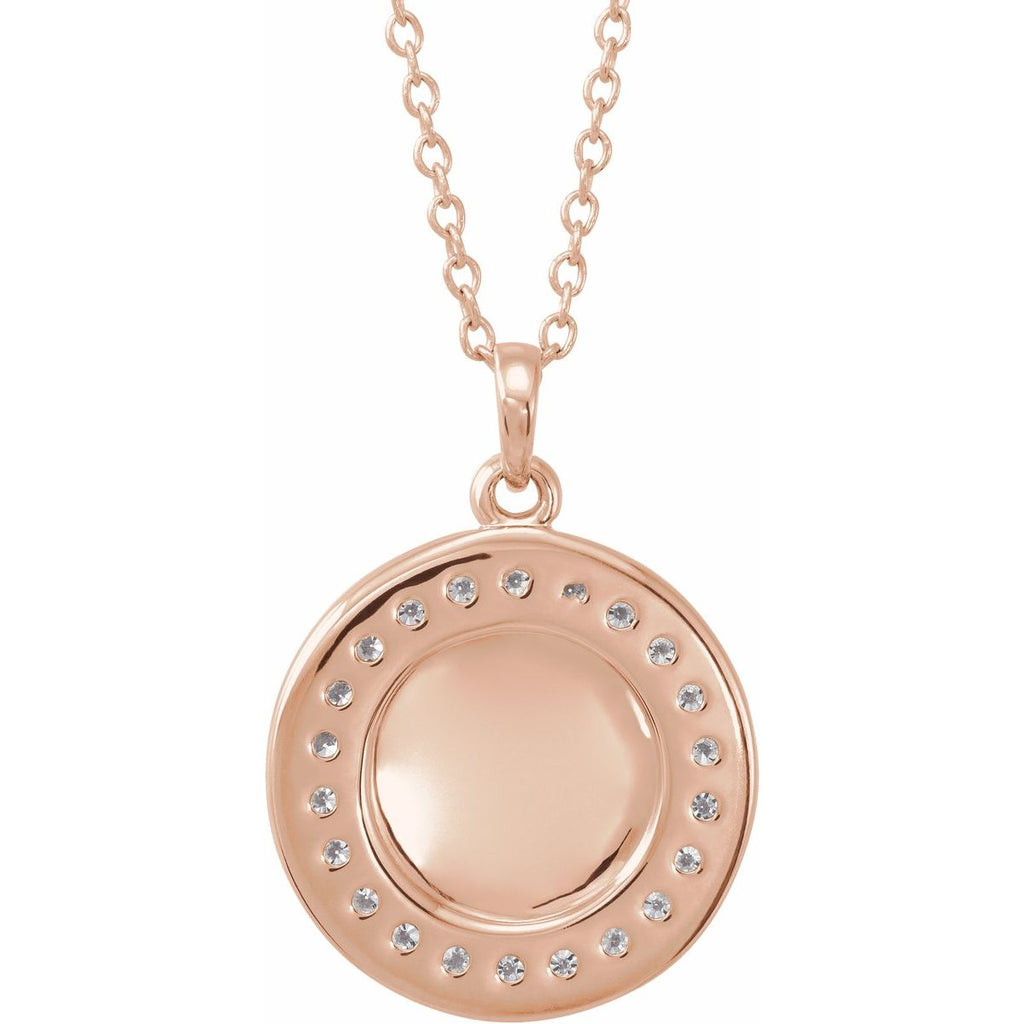 1/5 CTW Natural Diamond Engravable Necklace in 14k rose gold