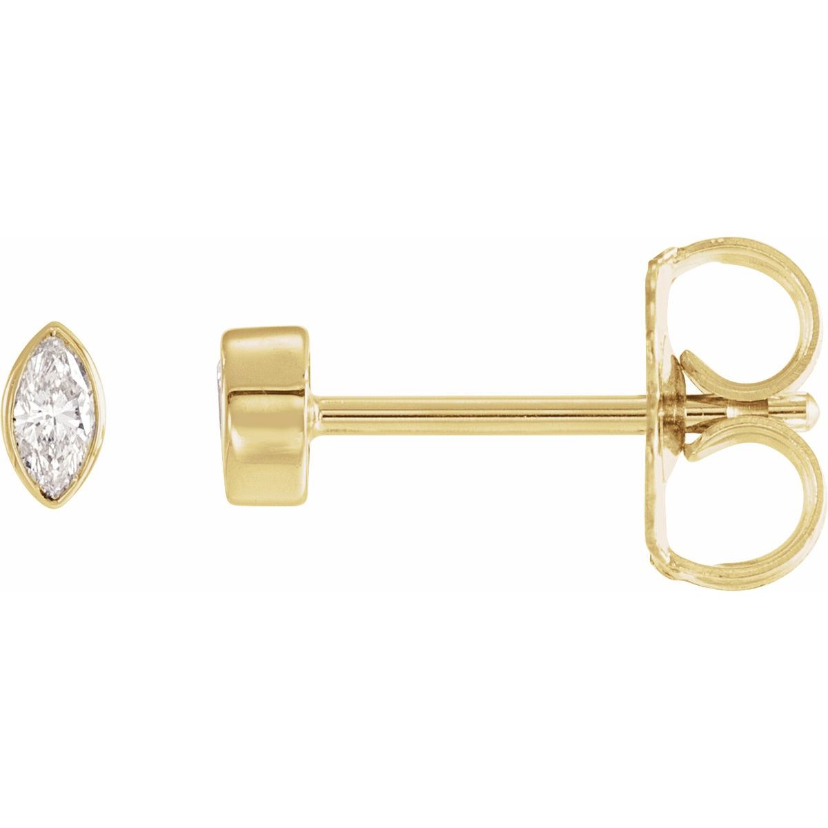 .06 CTW Natural Diamond Solitaire Bezel-Set Earrings in 14k yellow gold