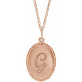 Engravable Oval Rope Necklace in 14k rose gold