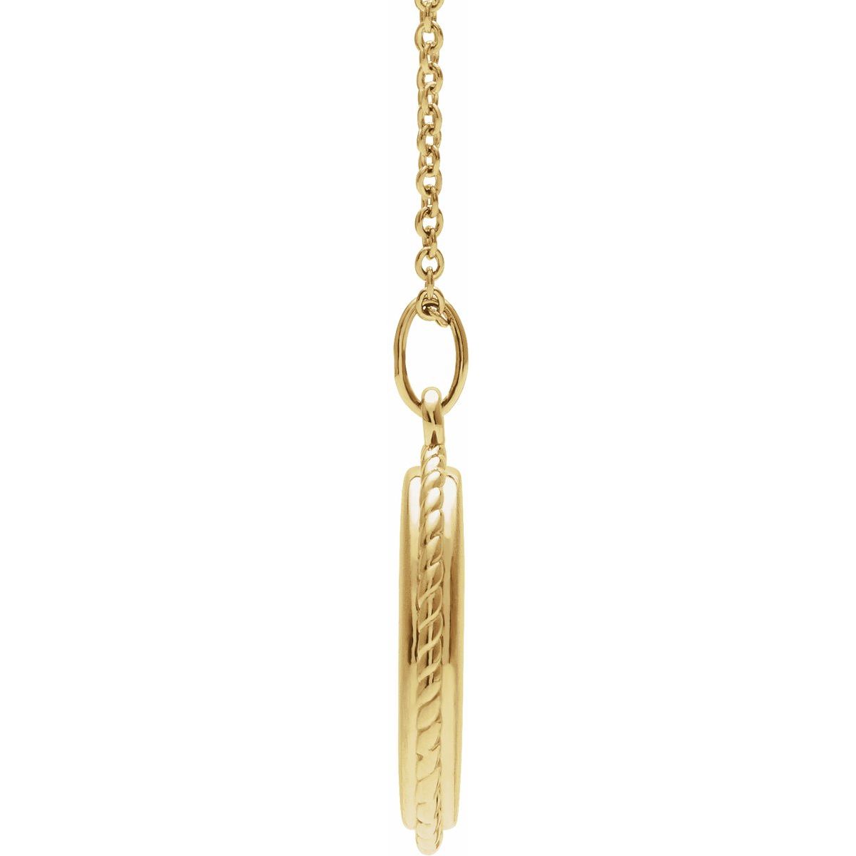 Engravable Oval Rope Necklace in 14k yellow gold