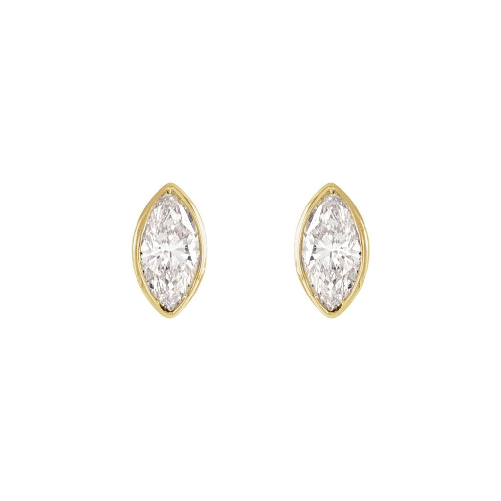 .06 CTW Natural Diamond Solitaire Bezel-Set Earrings in 14k yellow gold
