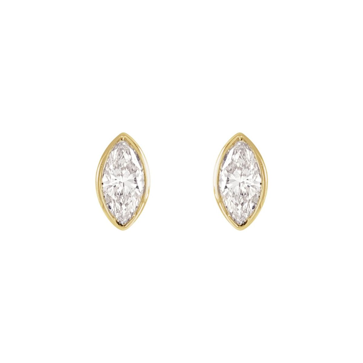 .06 CTW Natural Diamond Solitaire Bezel-Set Earrings in 14k yellow gold