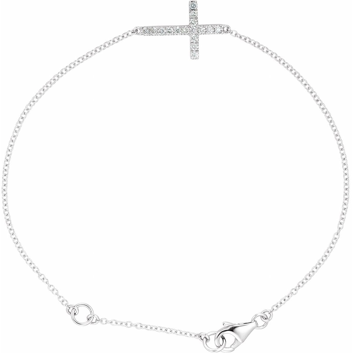 1/5 CTW Natural Diamond Sideways Cross Bracelet in 14k white gold