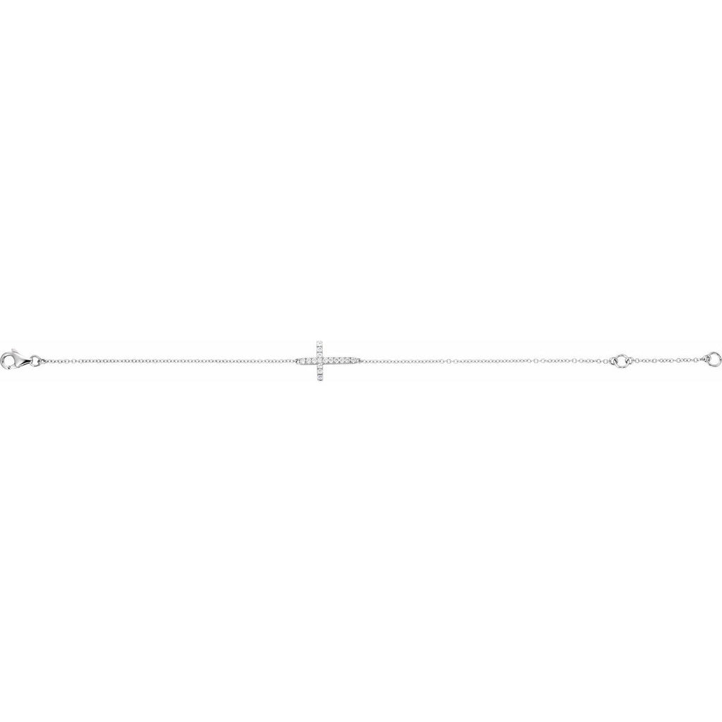 1/5 CTW Natural Diamond Sideways Cross Bracelet in 14k white gold