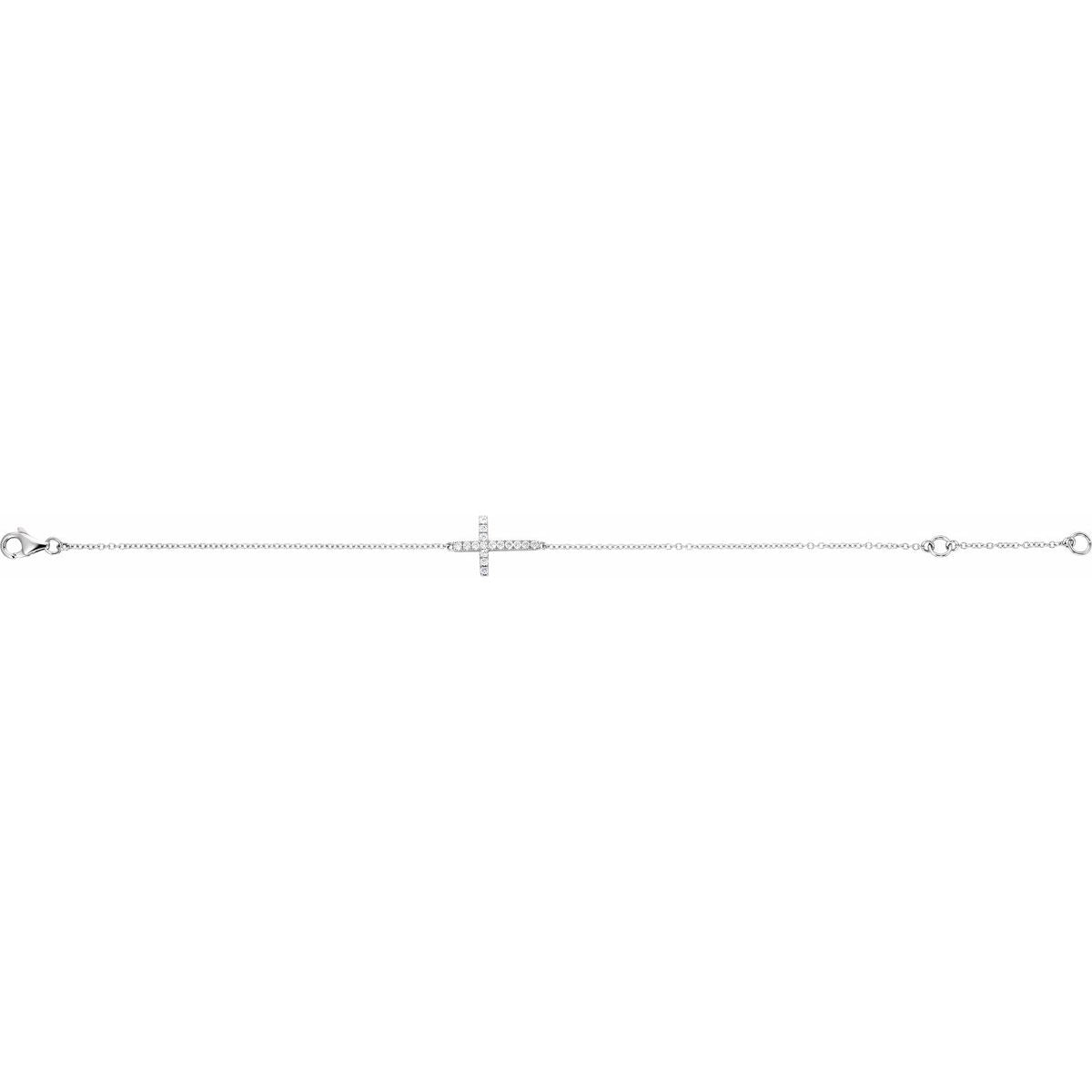 1/5 CTW Natural Diamond Sideways Cross Bracelet in 14k white gold