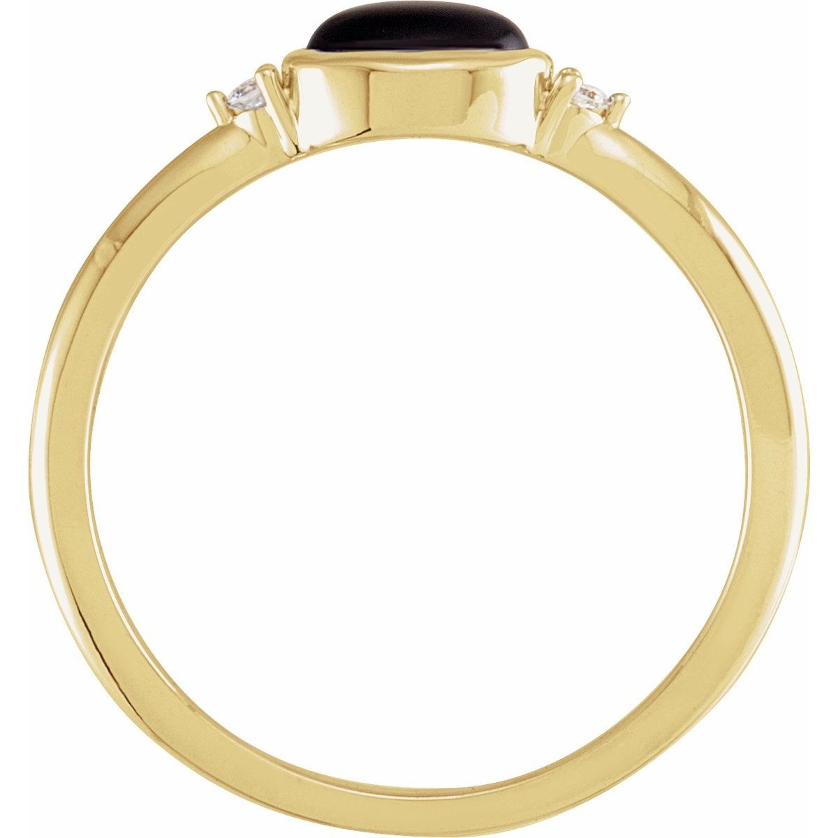 5x3 mm Round Natural Black Onyx & .03 CTW Natural Diamond Ring in 14k yellow gold