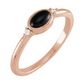 5x3 mm Round Natural Black Onyx & .03 CTW Natural Diamond Ring in 14k rose gold