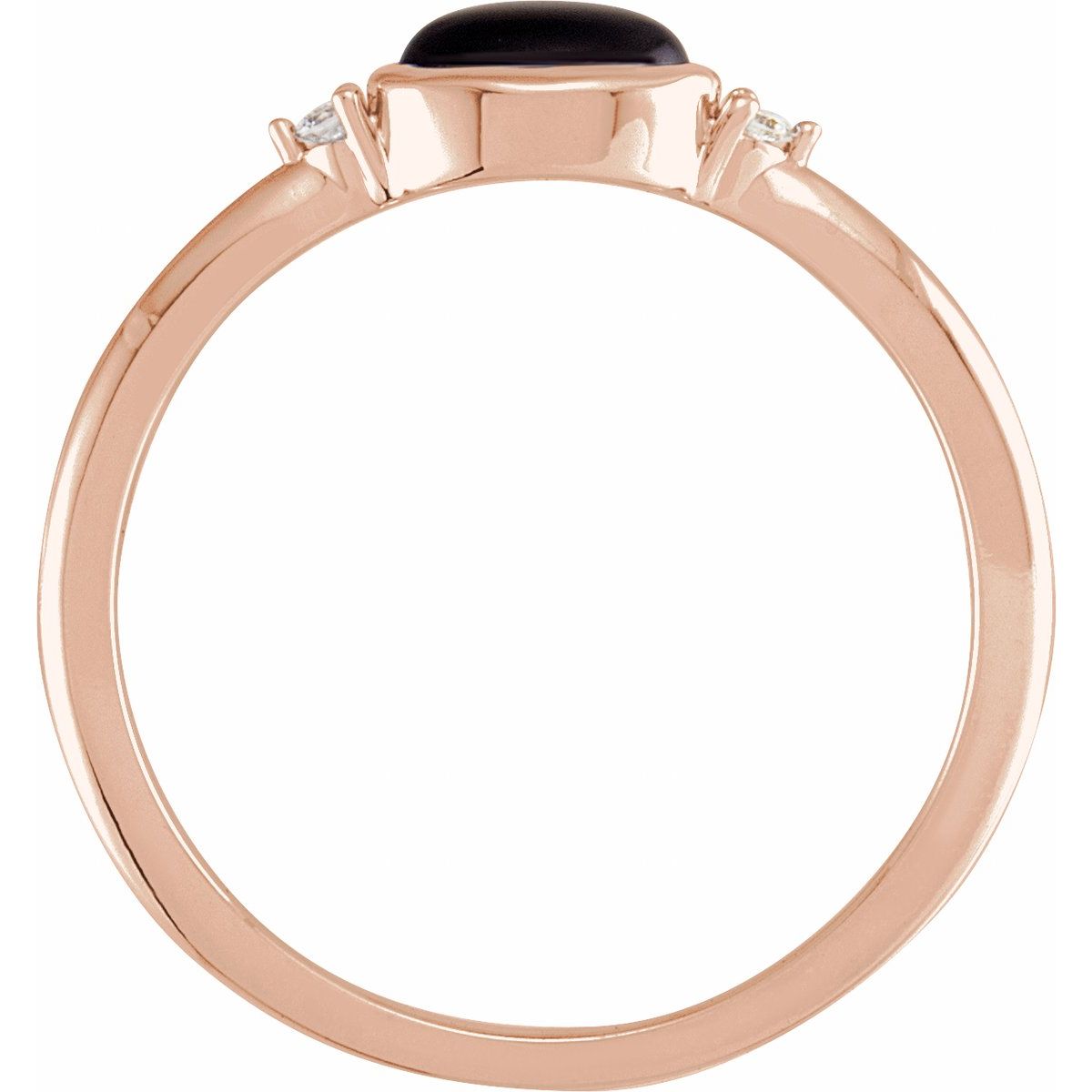5x3 mm Round Natural Black Onyx & .03 CTW Natural Diamond Ring in 14k rose gold