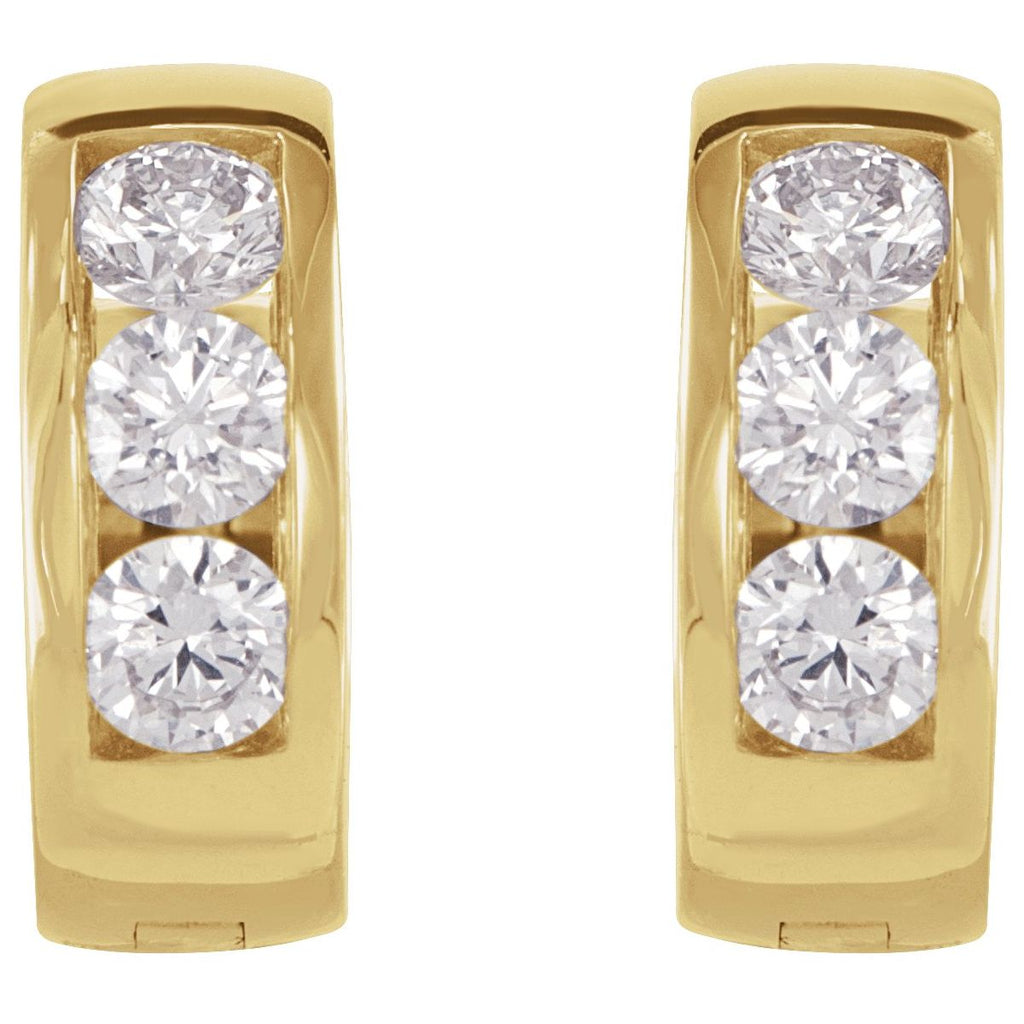 1/3 CTW Natural Diamond 10 mm Hinged Hoop Earrings in 14k yellow gold