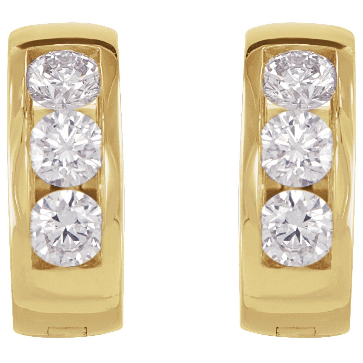 1/3 CTW Natural Diamond 10 mm Hinged Hoop Earrings in 14k yellow gold