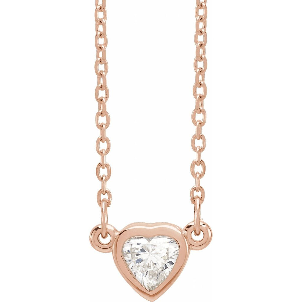 1/4 CT Natural Diamond Heart Necklace in 14k rose gold