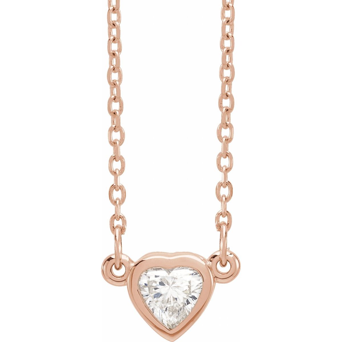 1/4 CT Natural Diamond Heart Necklace in 14k rose gold