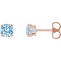 Lab-Grown Blue Diamond Four-Prong Stud Earrings in 14k rose gold