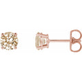 Lab-Grown Champagne Diamond Four-Prong Stud Earrings in 14k rose gold