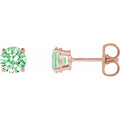 Lab-Grown Green Diamond Four-Prong Stud Earrings in 14k rose gold