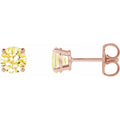 Lab-Grown Yellow Diamond Four-Prong Stud Earrings in 14k rose gold