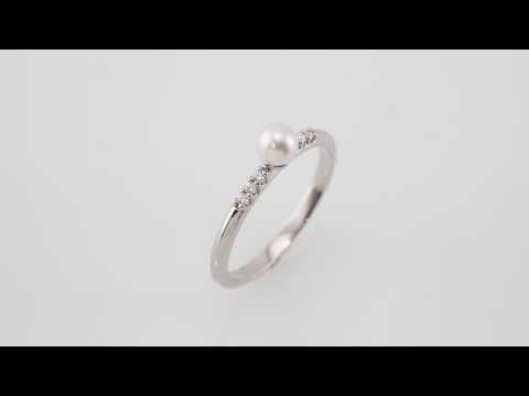 Cultured White Freshwater Pearl & .05 CTW Natural Diamond Ring video